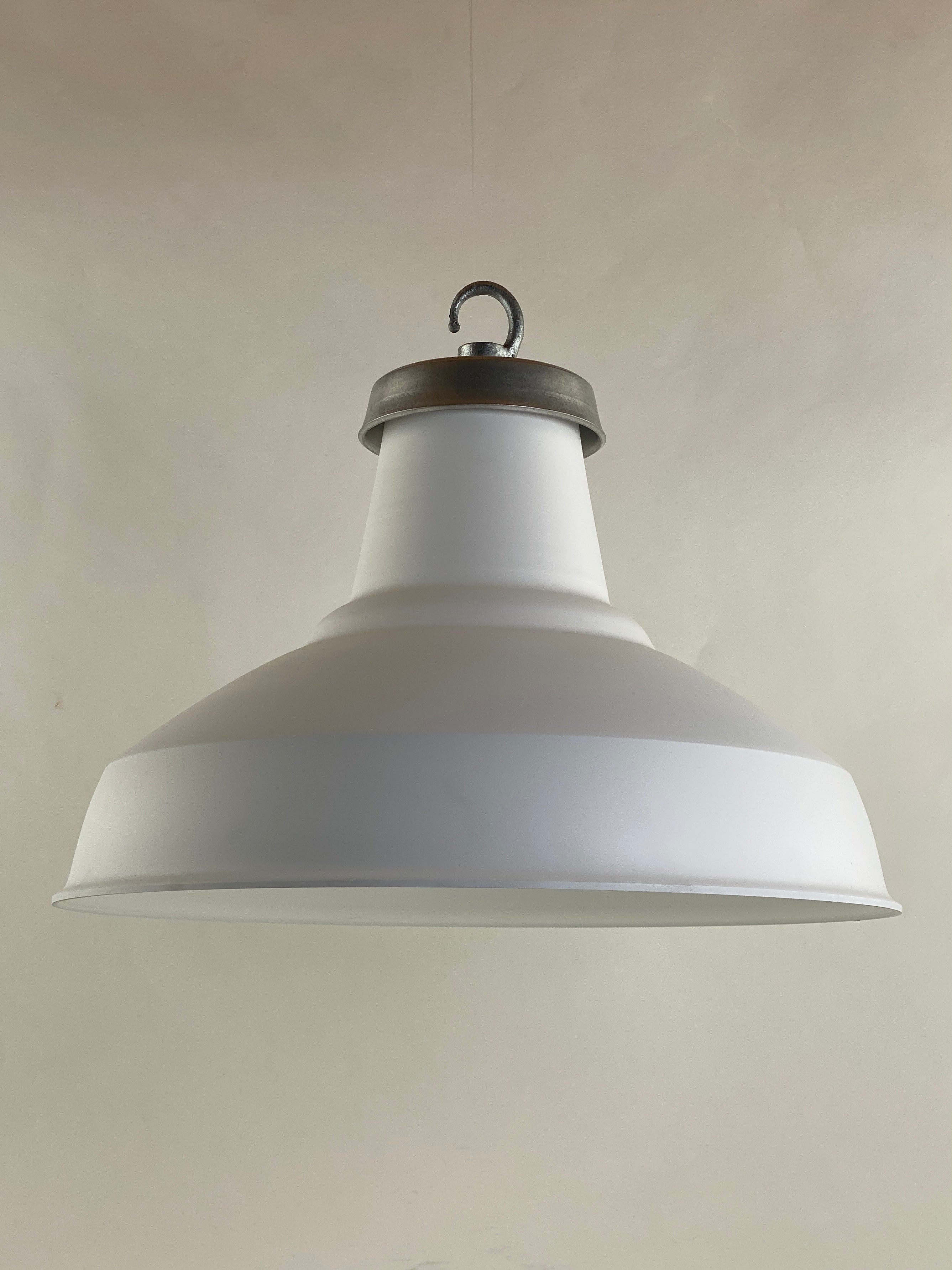 White Painted Large Reflector | 36cm | Pendant | Worn Lighting