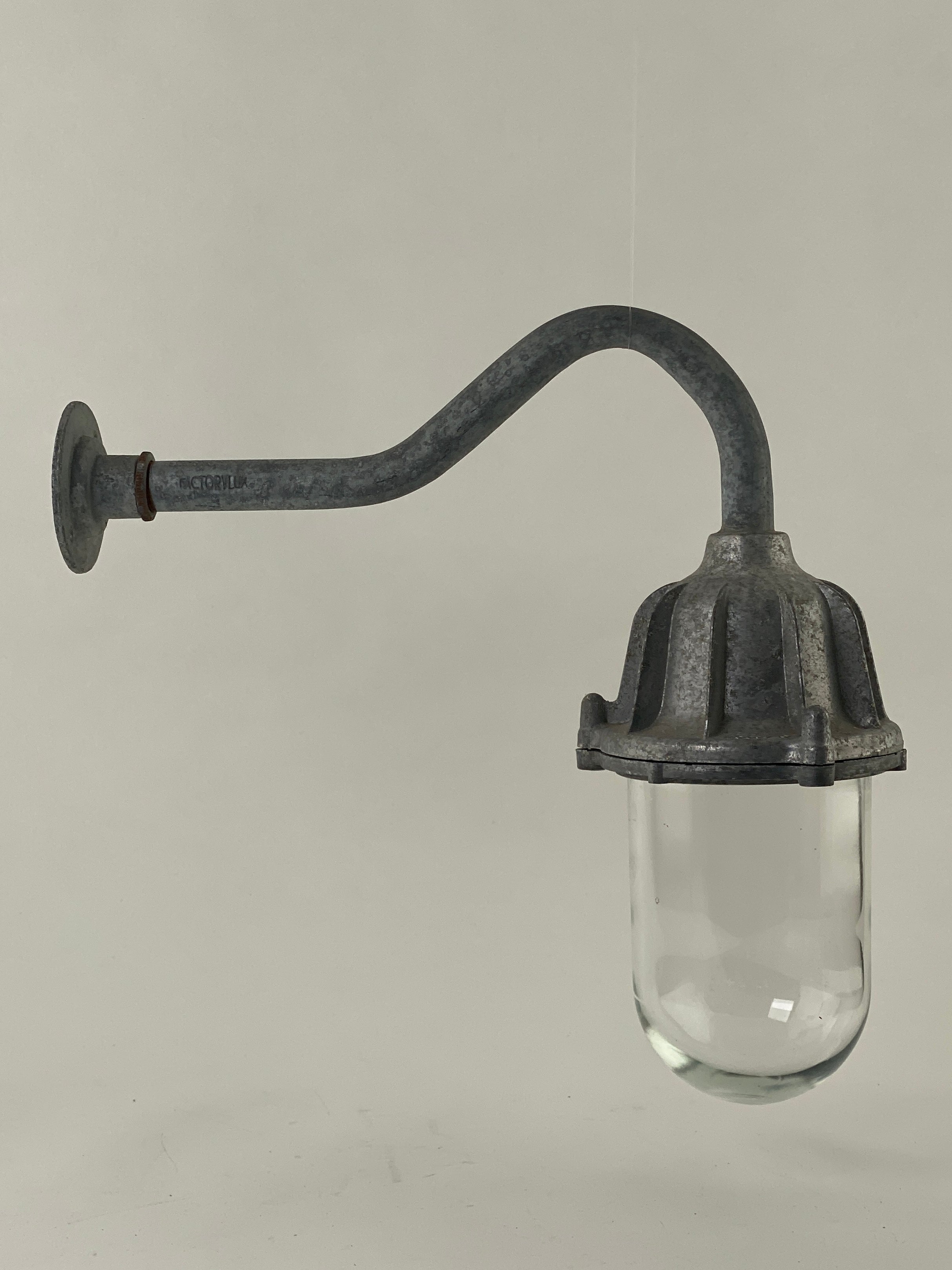 Galvanised Swan Neck Wall Light | Worn Lighting